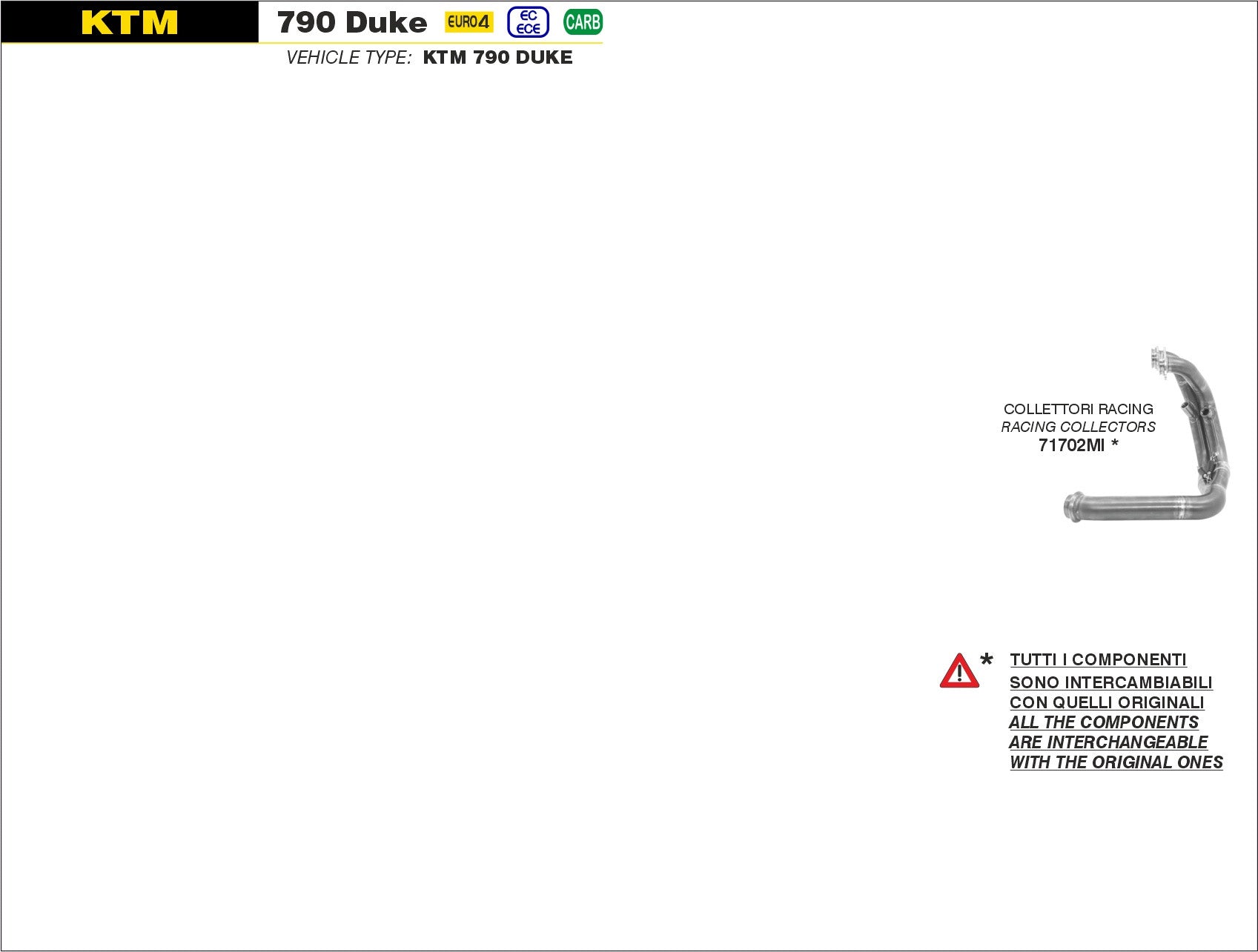 COLLETTORI RACING ARROW KTM 890 DUKE 2020>