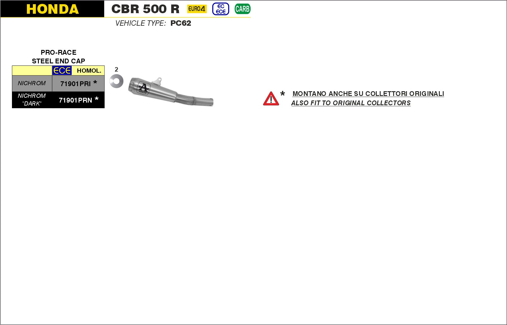 SILENCER PRO-RACE NICHROM ARROW HONDA CB 500 F 2019-20