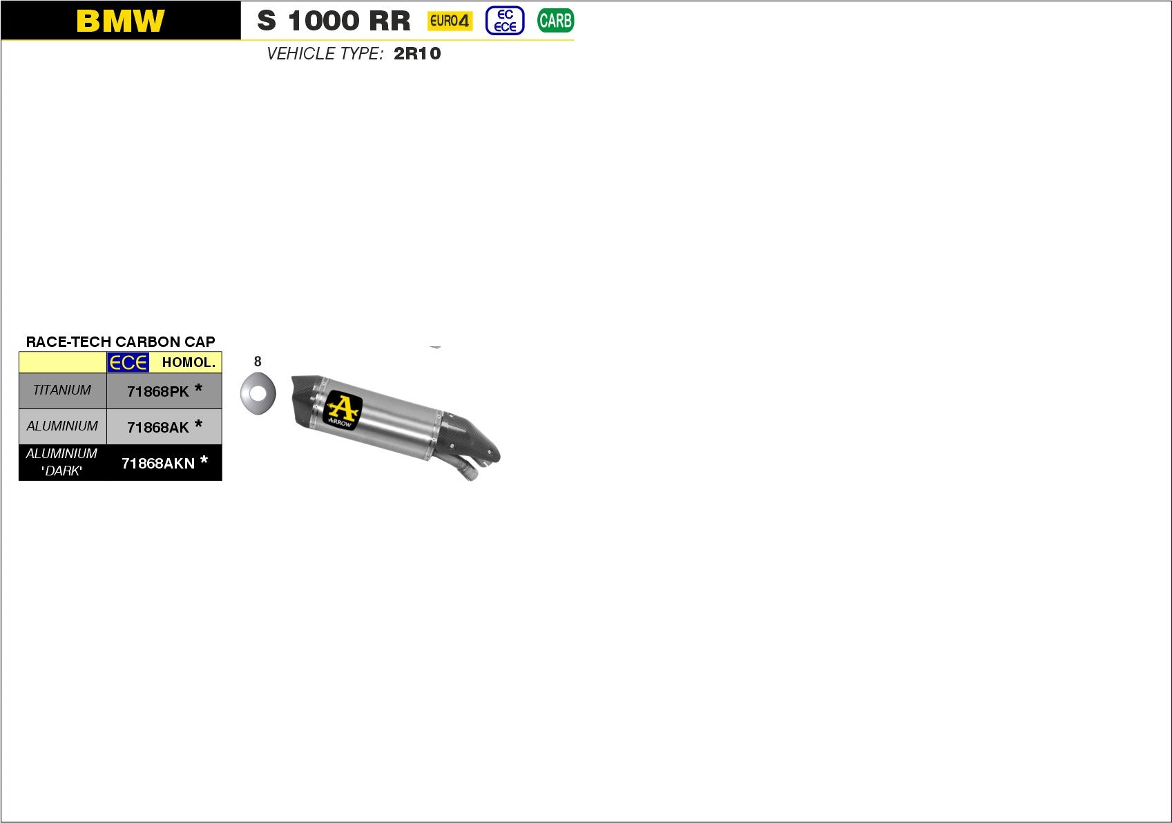 SILENCER RACE-TECH TITANIUM-CARBON ARROW BMW S 1000 RR 2017-18