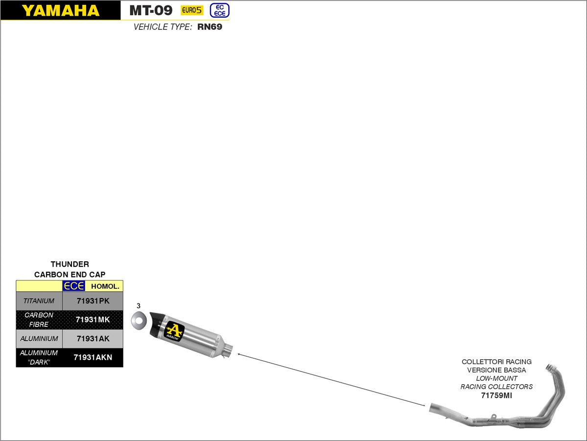 SCARICO COMPLETO RACING BASSO THUNDER TITANIO-CARBONIO ARROW YAMAHA MT-09 21-22