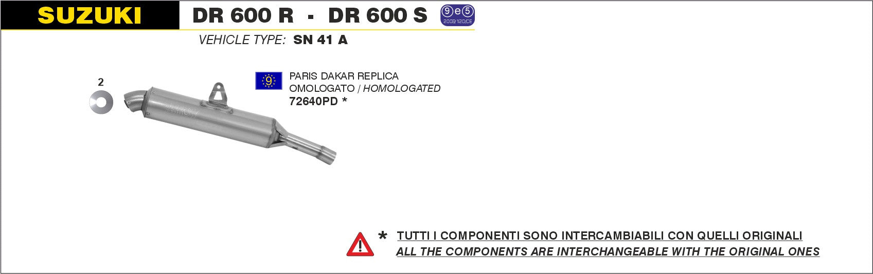 SCARICO MARMITTA PARIS-DAKAR REPLICA ARROW SUZUKI DR 600 R/S 1985-1990