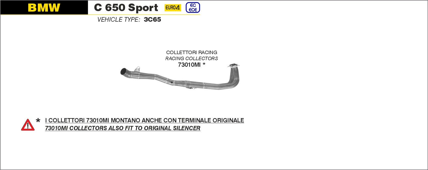 RACING HEADER ARROW BMW C 650 SPORT 2016-20