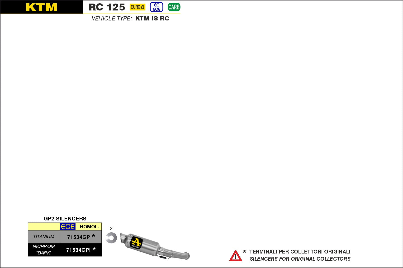 SCARICO MARMITTA GP2 FULL TITANIO ARROW KTM RC 125 2017-20