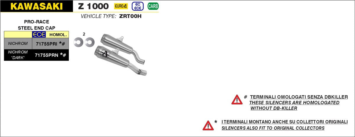 SCARICO MARMITTA PRO-RACE NICHROM ARROW KAWASAKI Z 1000 2017-20