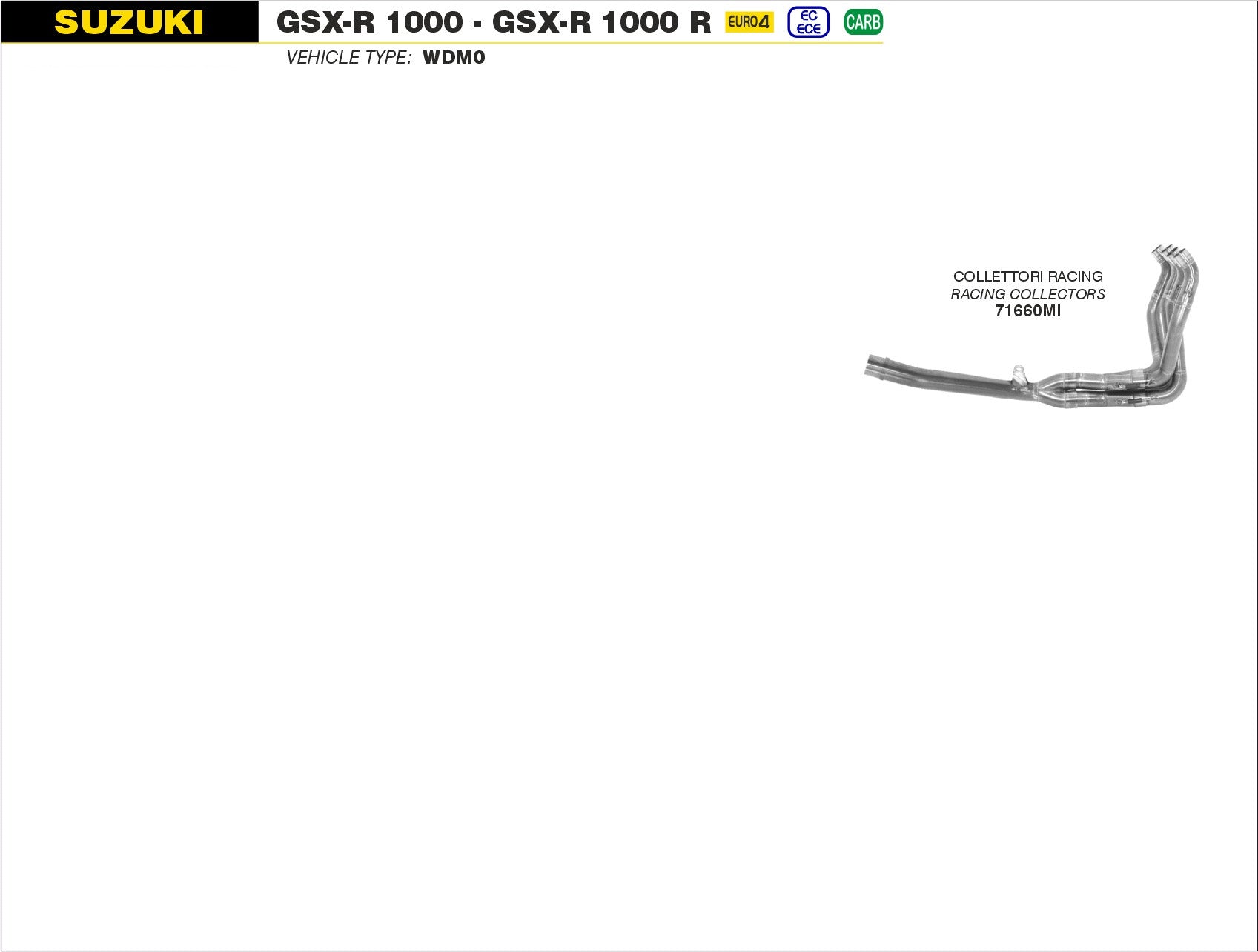 COLLETTORI RACING ARROW SUZUKI GSXR 1000 2017-20