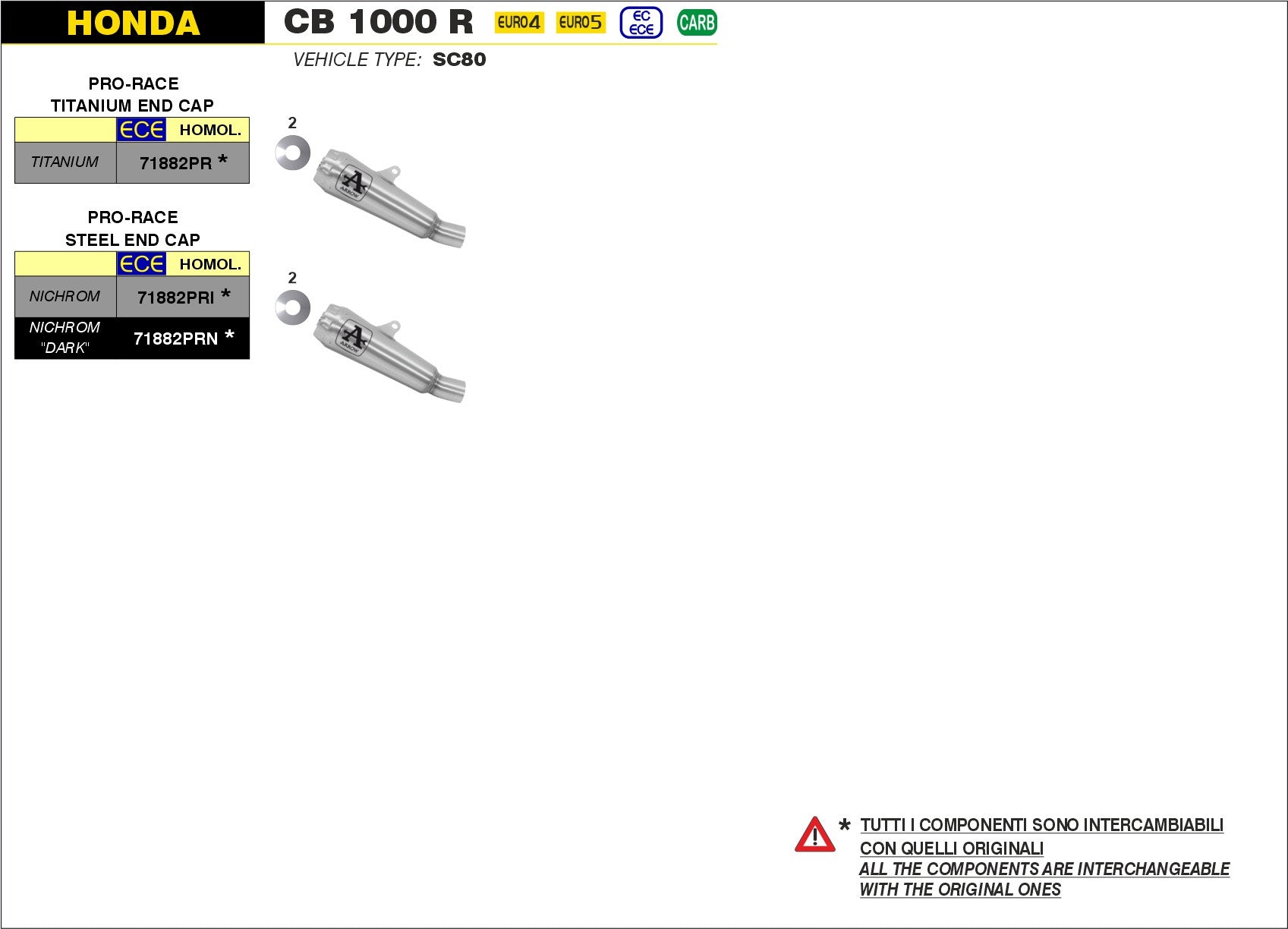 SILENCER PRO-RACE TITANIUM ARROW HONDA CB 1000 R 2018-22