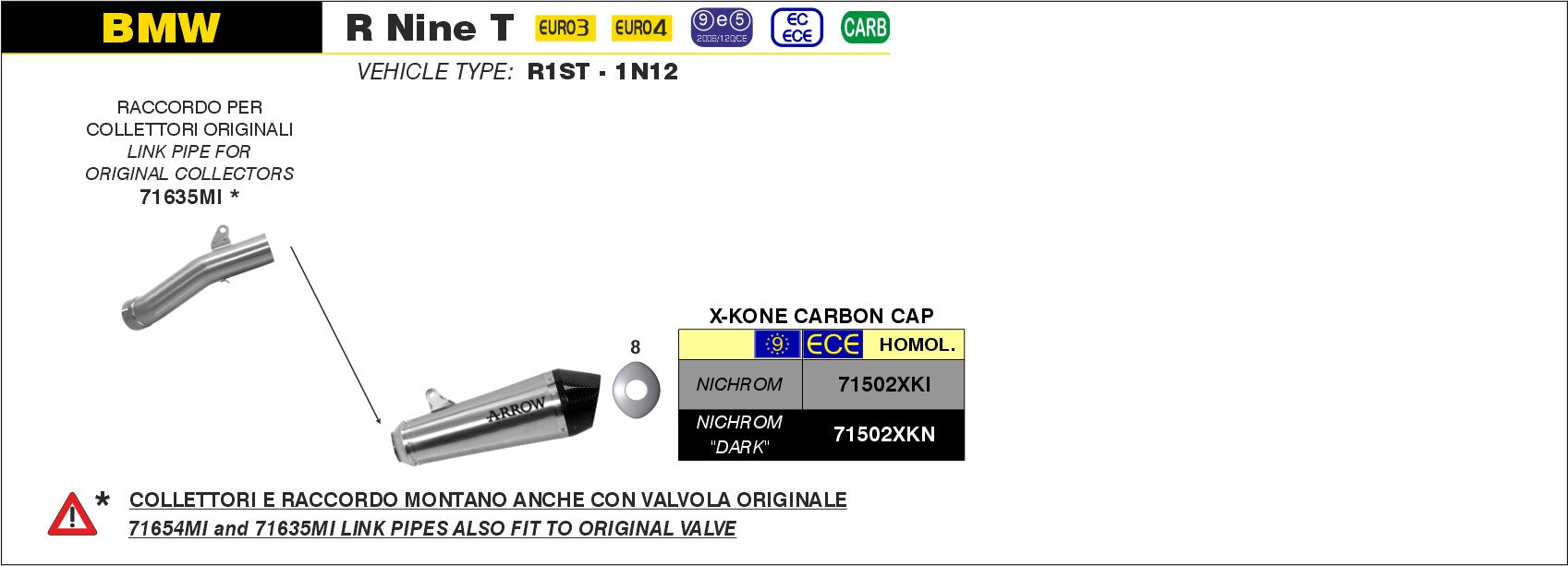 SILENCER X-KONE ARROW BMW R NINE T 2014-19