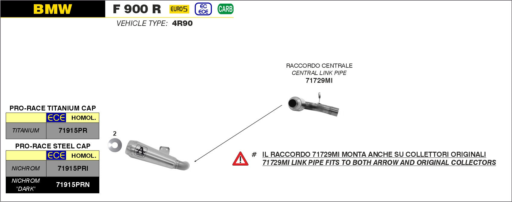 SILENCER PRO-RACE TITANIUM-TITANIUM ARROW BMW F 900 R 2020-
