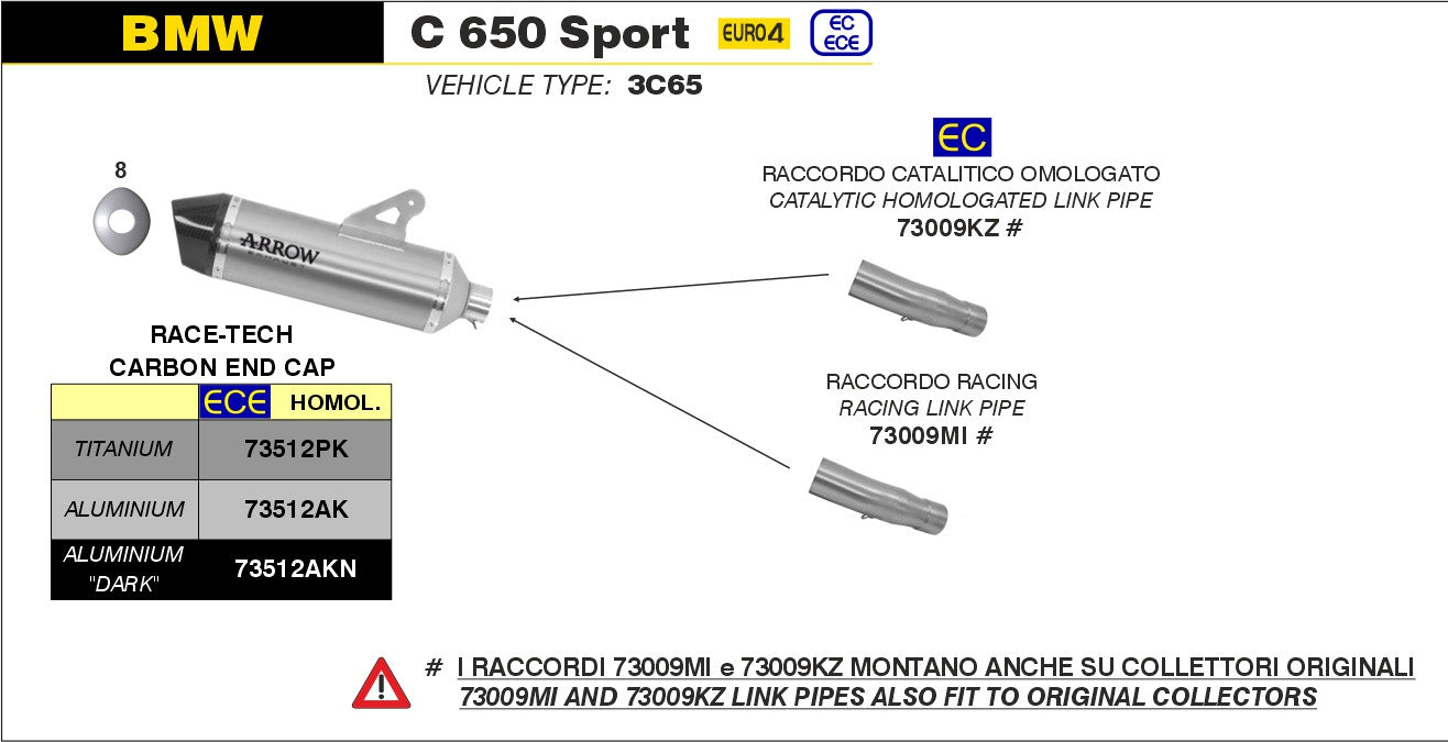 SILENCER RACE-TECH TITANIUM-CARB ARROW BMW C 650 SPORT 2016-20