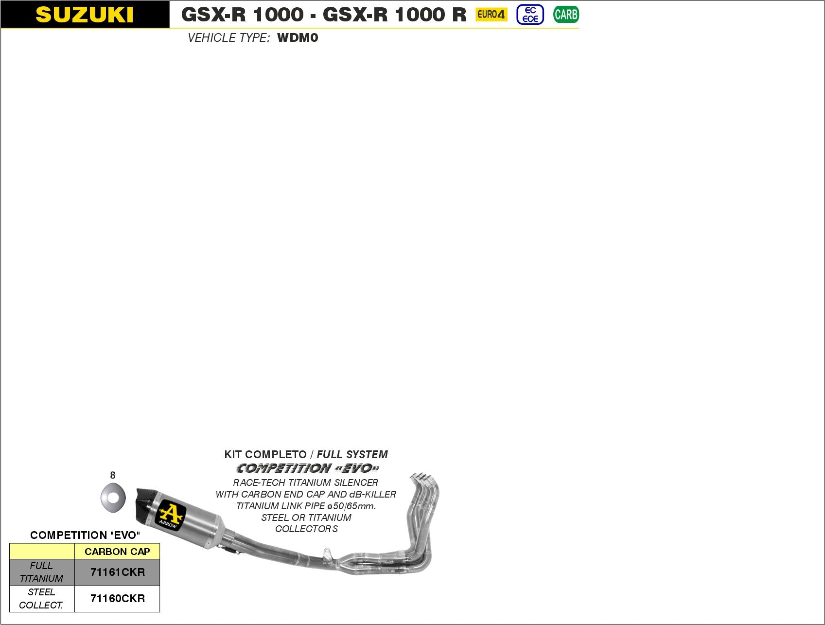 SCARICO COMPLETO COMPETITION EVO RACE-TECH ARROW SUZUKI GSXR 1000 17-20