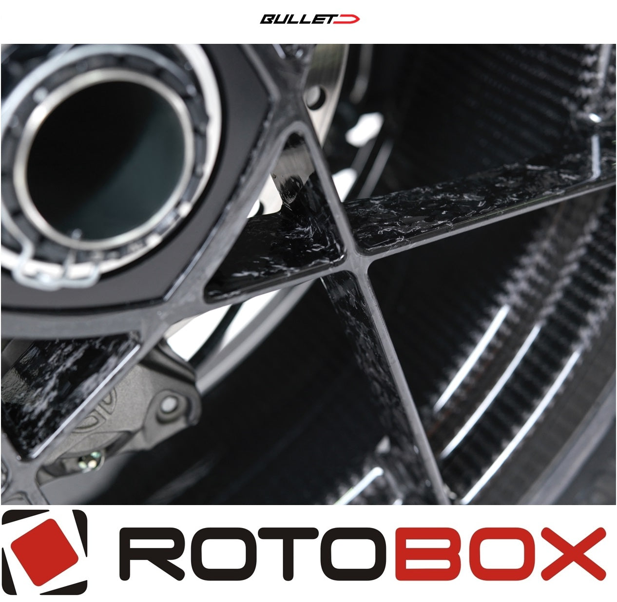 PAIR GLOSSY CARBON WHEELS ROTOBOX BULLET 17˝X3.5/6˝ BENELLI TNT 1130