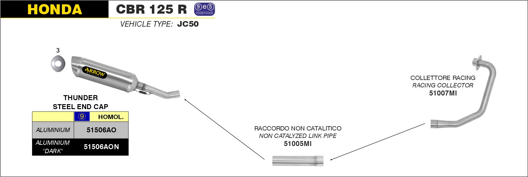 SCARICO COMPLETO RACING STREET THUNDER ALLUMINIO ARROW HONDA CBR 125 R 11-16