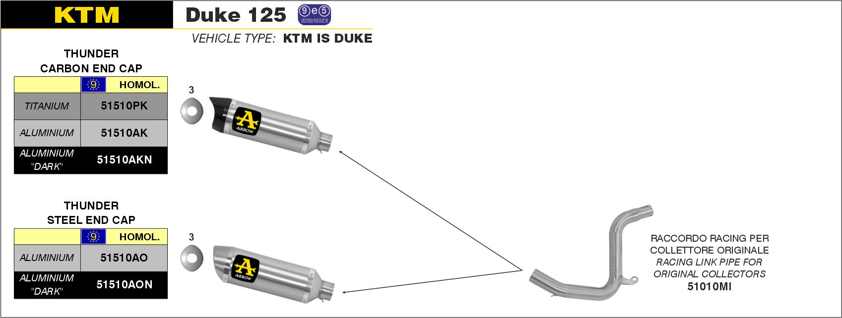 SCARICO MARMITTA RACING STREET THUNDER TITANIO-CARBONIO ARROW KTM DUKE 200 11-14