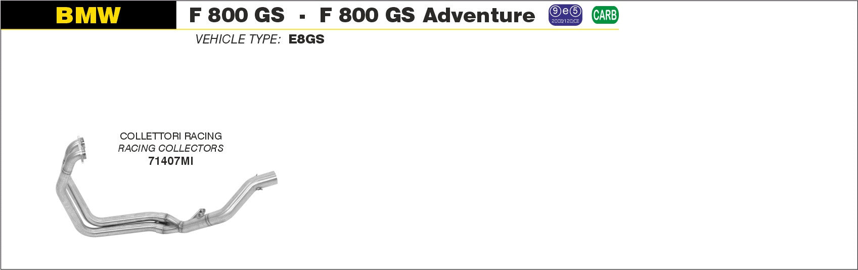 HEADERS RACING ARROW BMW F 800 GS ADVENTURE 2013-18