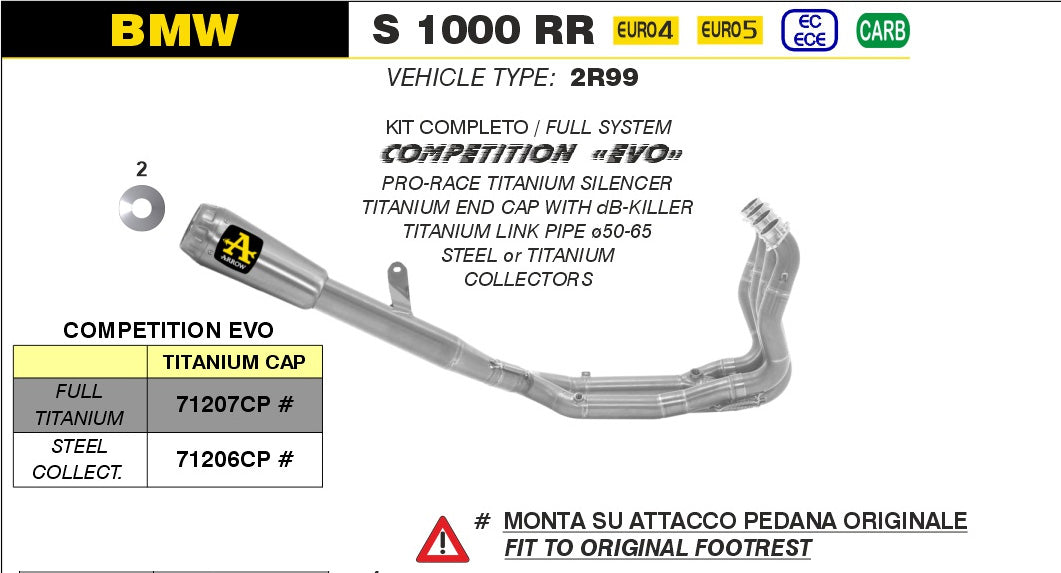 COMPLETE KIT COMPETITION EVO FULL TITANIUM ARROW BMW S 1000 RR 2019-22