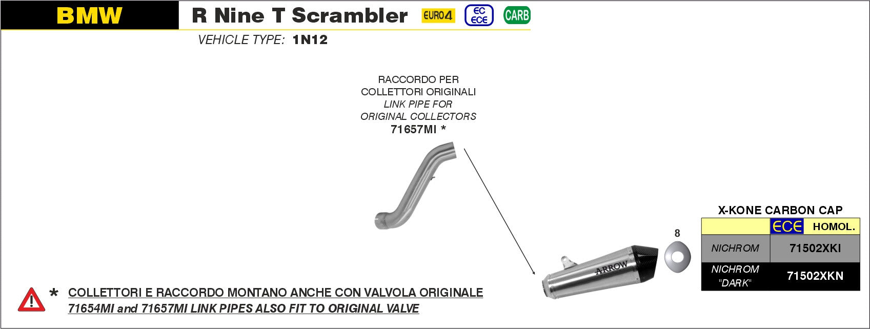 SILENCER X-KONE BLACK ARROW BMW R NINE T SCRAMBLER 2016-19