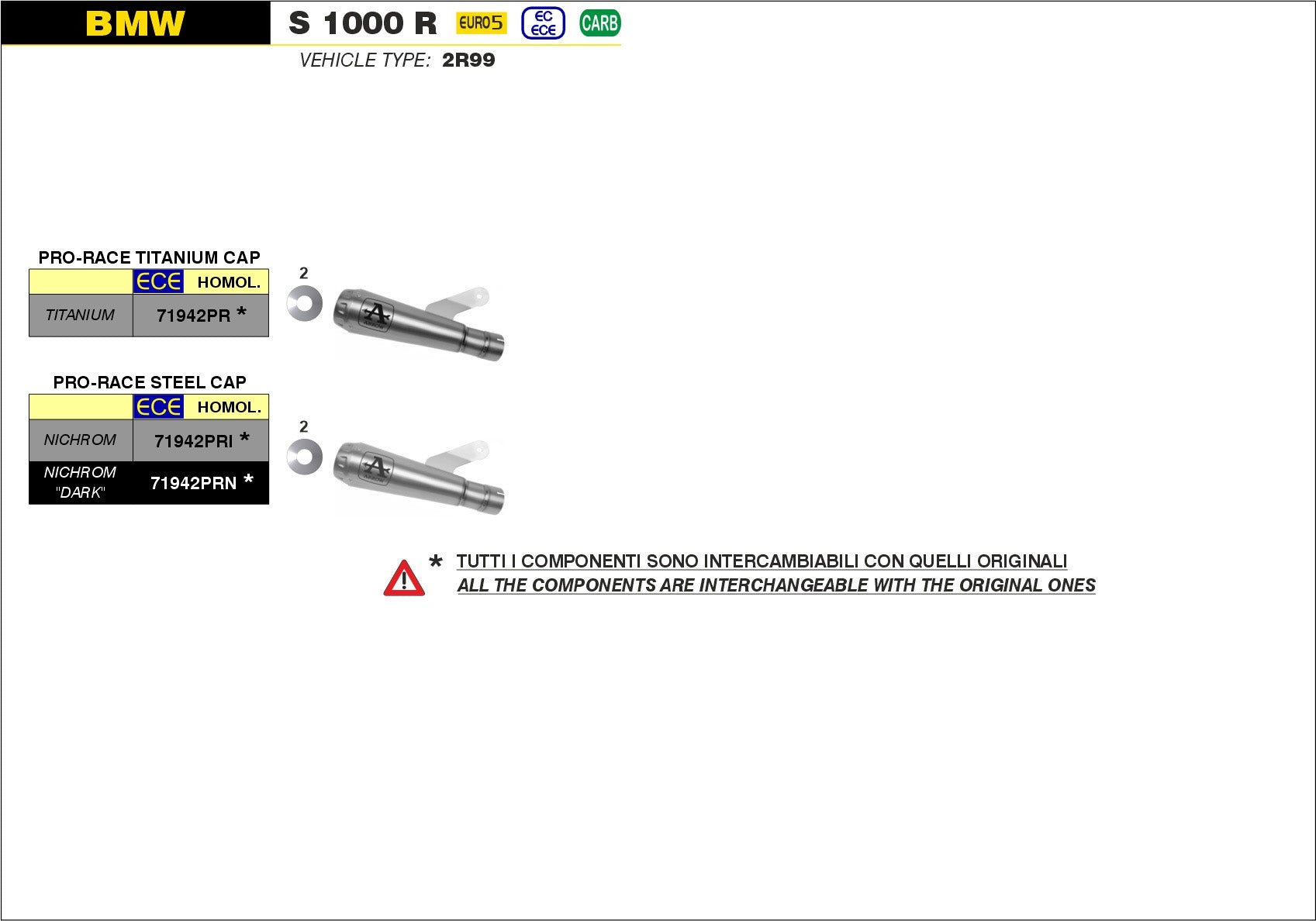 SILENCER PRO-RACE TITANIUM ARROW BMW S 1000 R 2021-22
