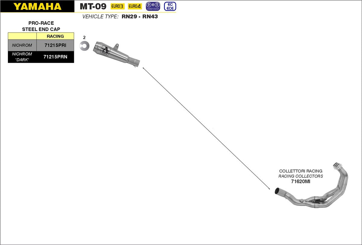 SCARICO COMPLETO RACING PRO-RACE NICHROM ARROW YAMAHA MT-09 2013-20