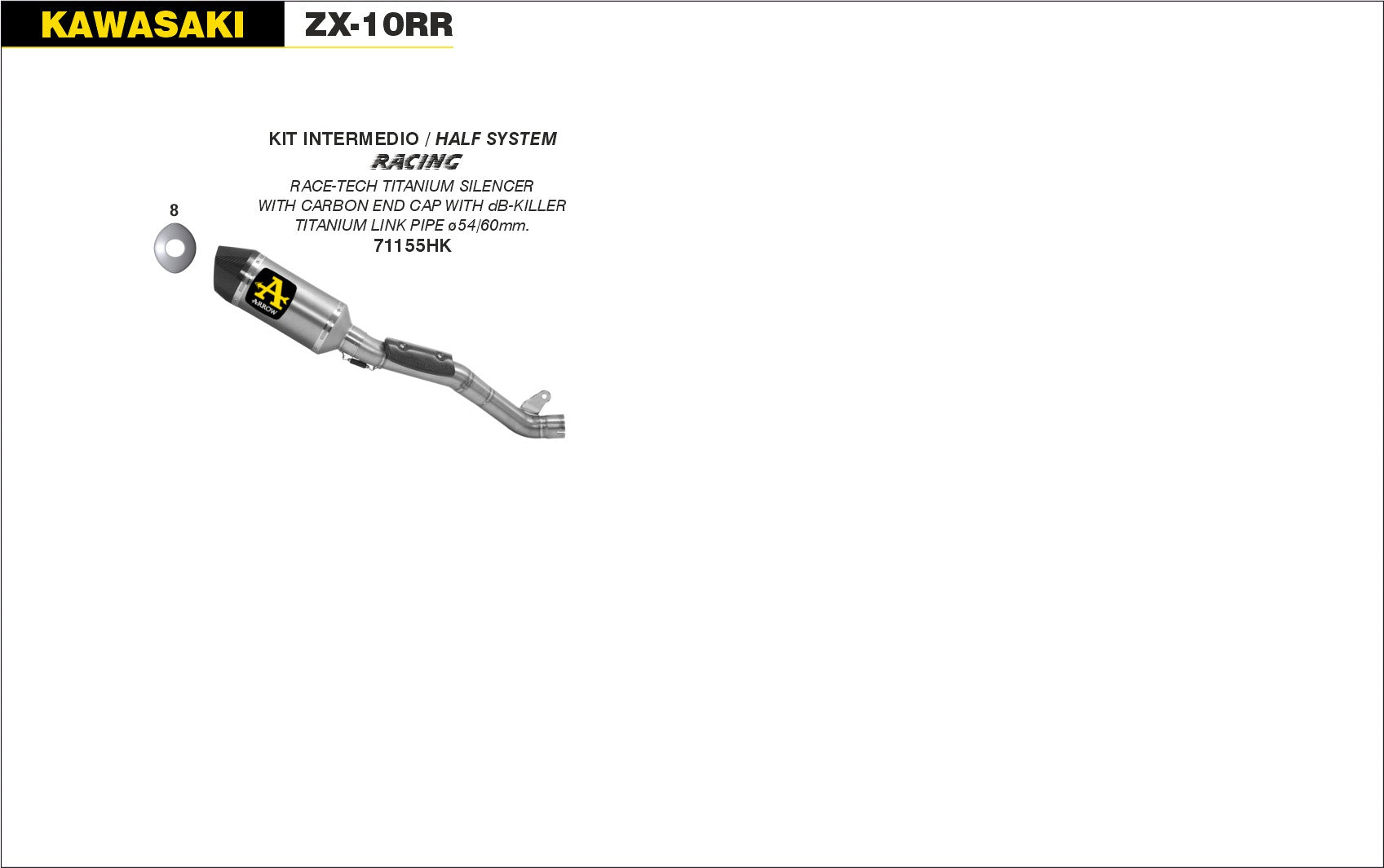 SCARICO MARMITTA RACE-TECH TITANIO Ø60MM ARROW KAWASAKI ZX-10RR 17-19