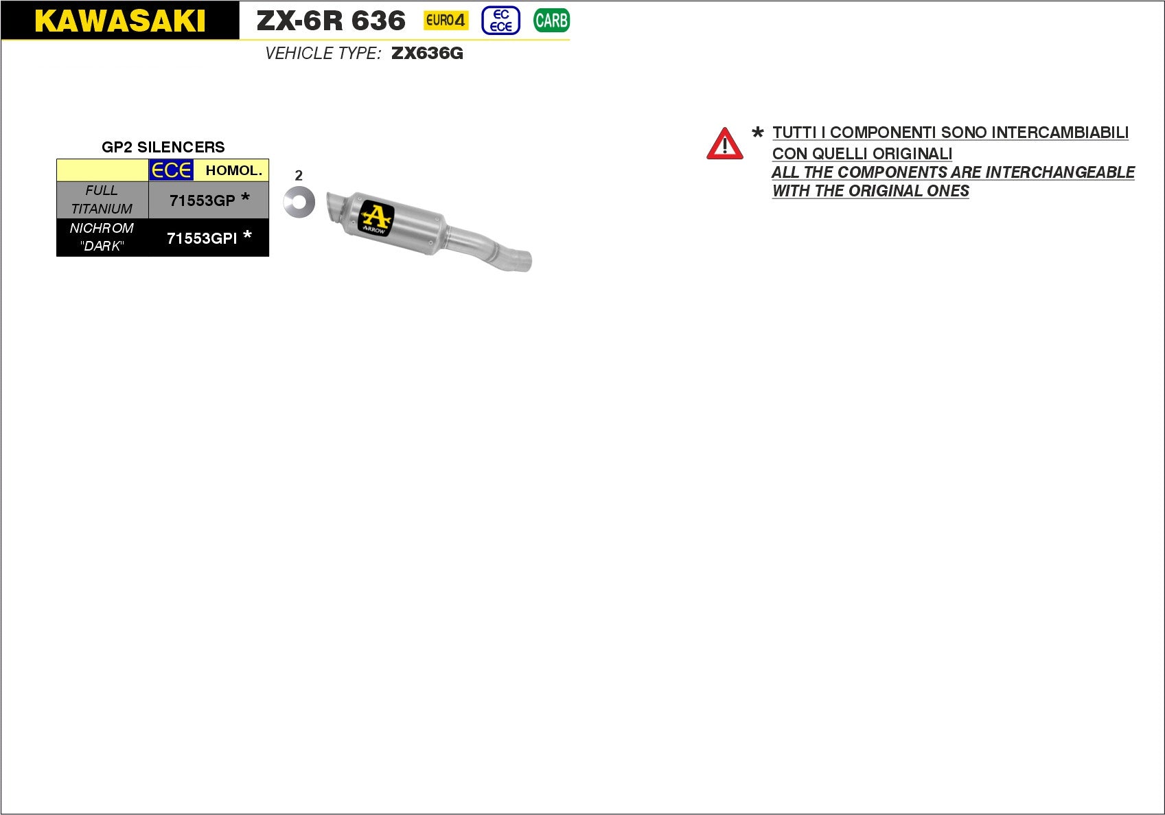 SCARICO MARMITTA GP2 FULL TITANIO ARROW KAWASAKI ZX-6R 636 2019-20