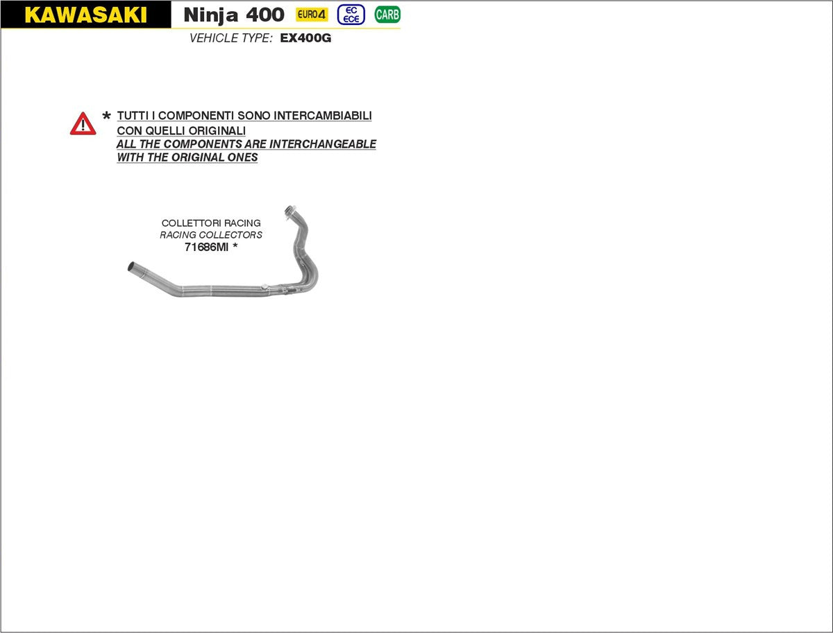 COLLETTORI RACING ARROW KAWASAKI NINJA 400 18-2021