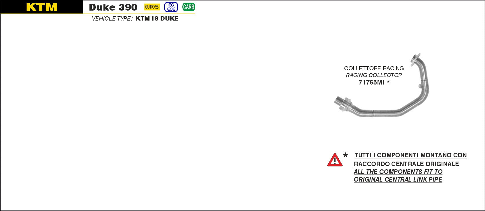 HEADER ALUMINUM ARROW KTM DUKE 390 2021-22