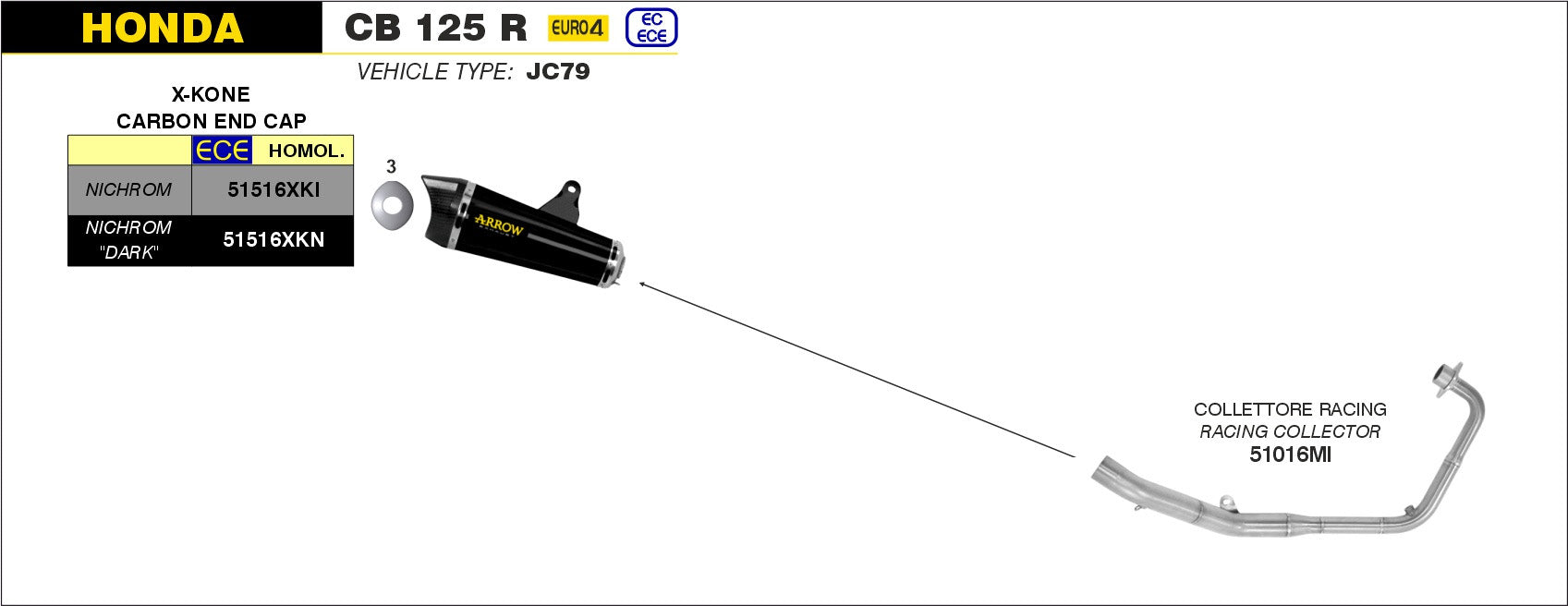 COMPLETE EXHAUST APPROVED X-KONE ARROW HONDA CB 125 R 2018-20