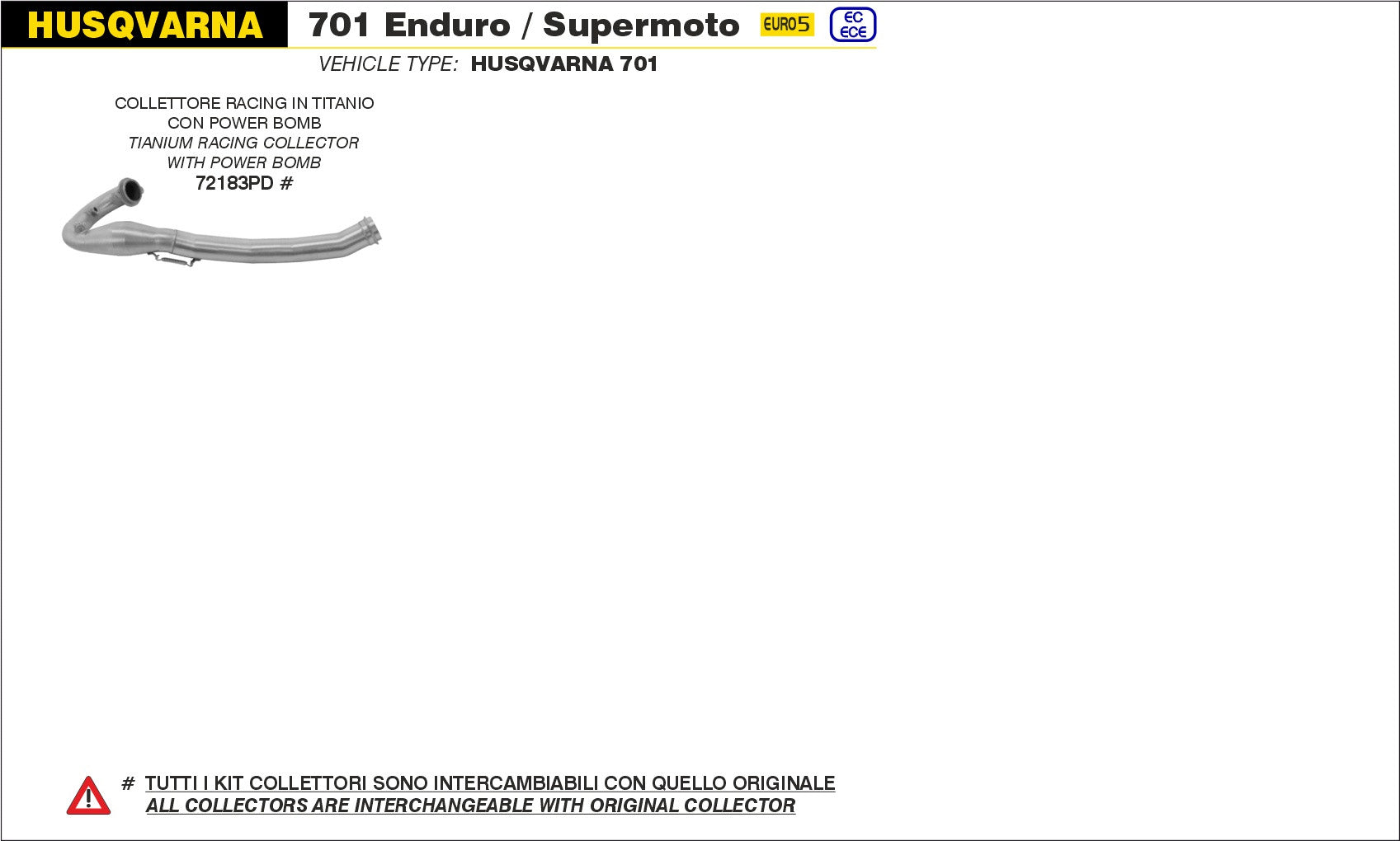 COLLETTORE RACING TITANIO CON POWER BOMB ARROW HUSQVARNA 701 SUPERMOTO 2021>