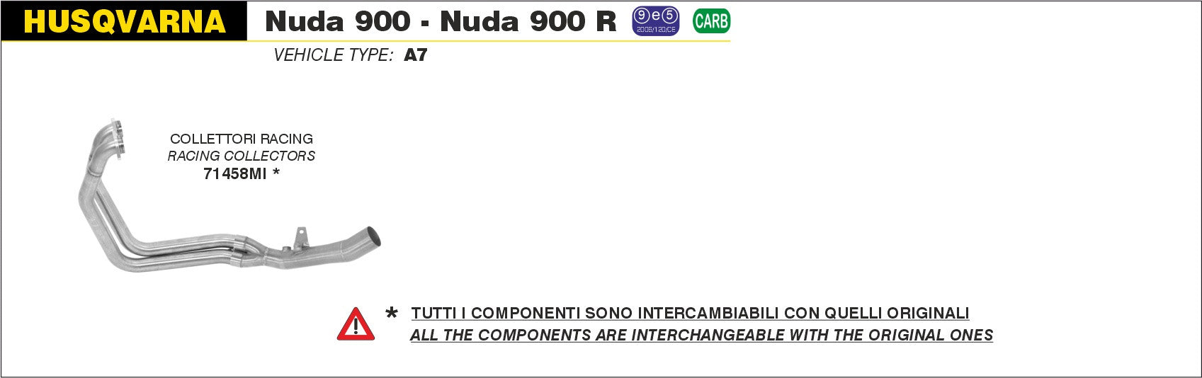 COLLETTORI RACING ARROW HUSQVARNA NUDA 900 R 2012-13