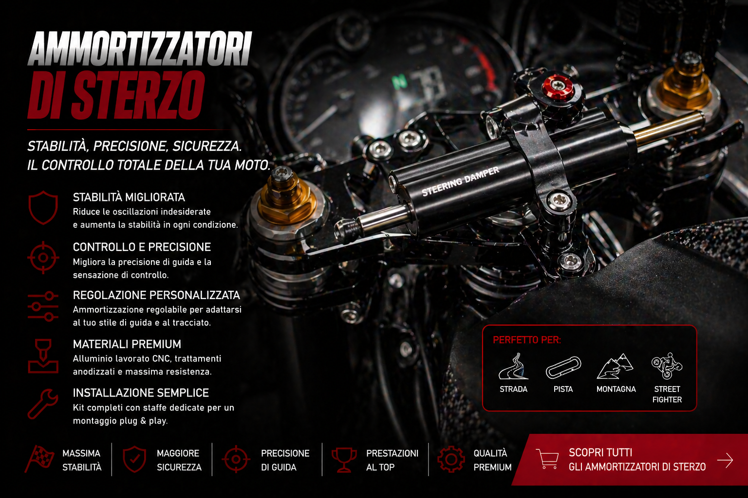 Ammortizzatori di Sterzo Moto