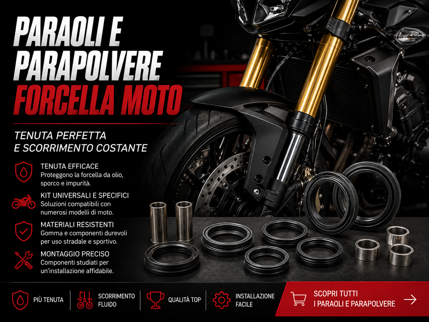 Paraoli e Parapolvere Forcella Moto