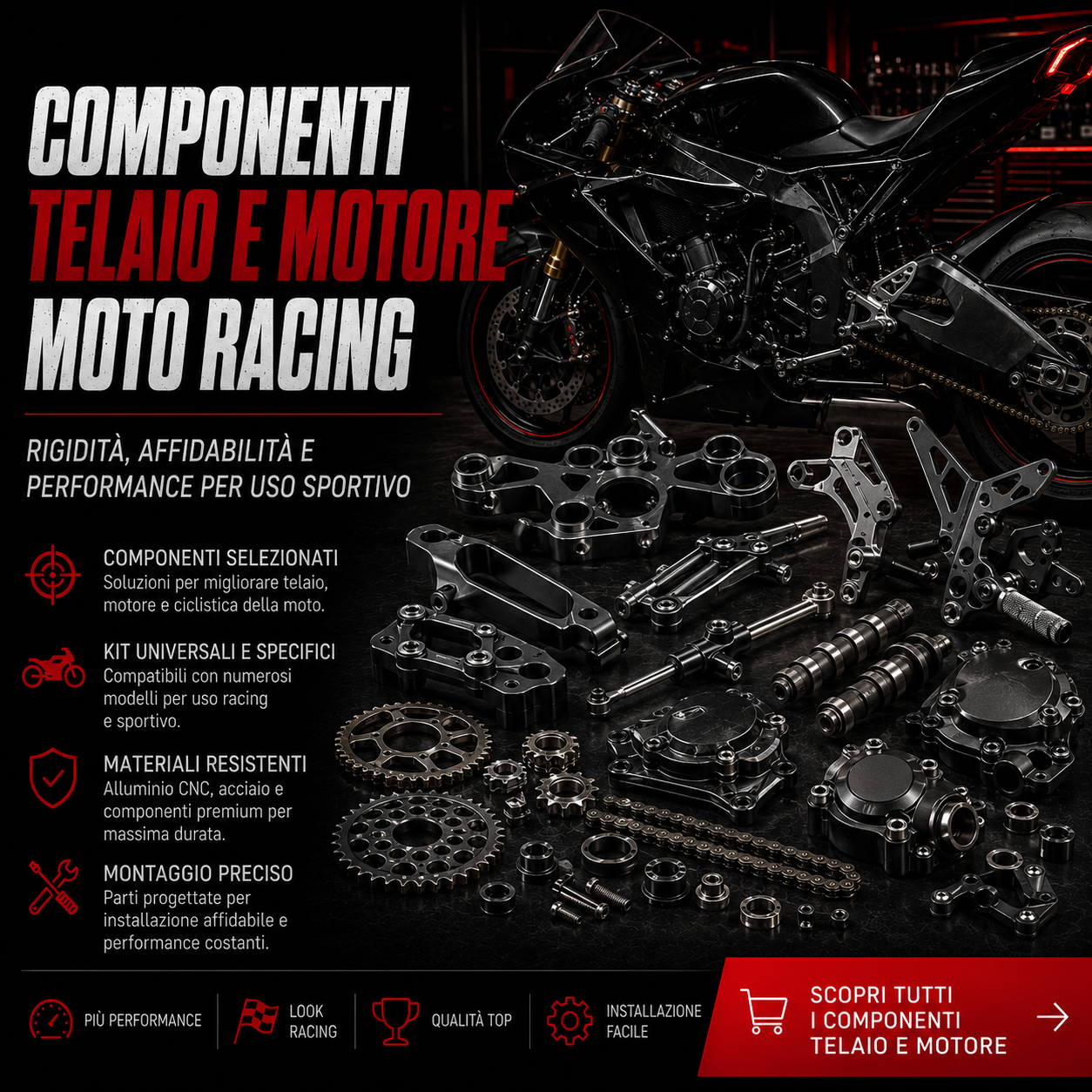 Componenti Telaio e Motore Moto Racing