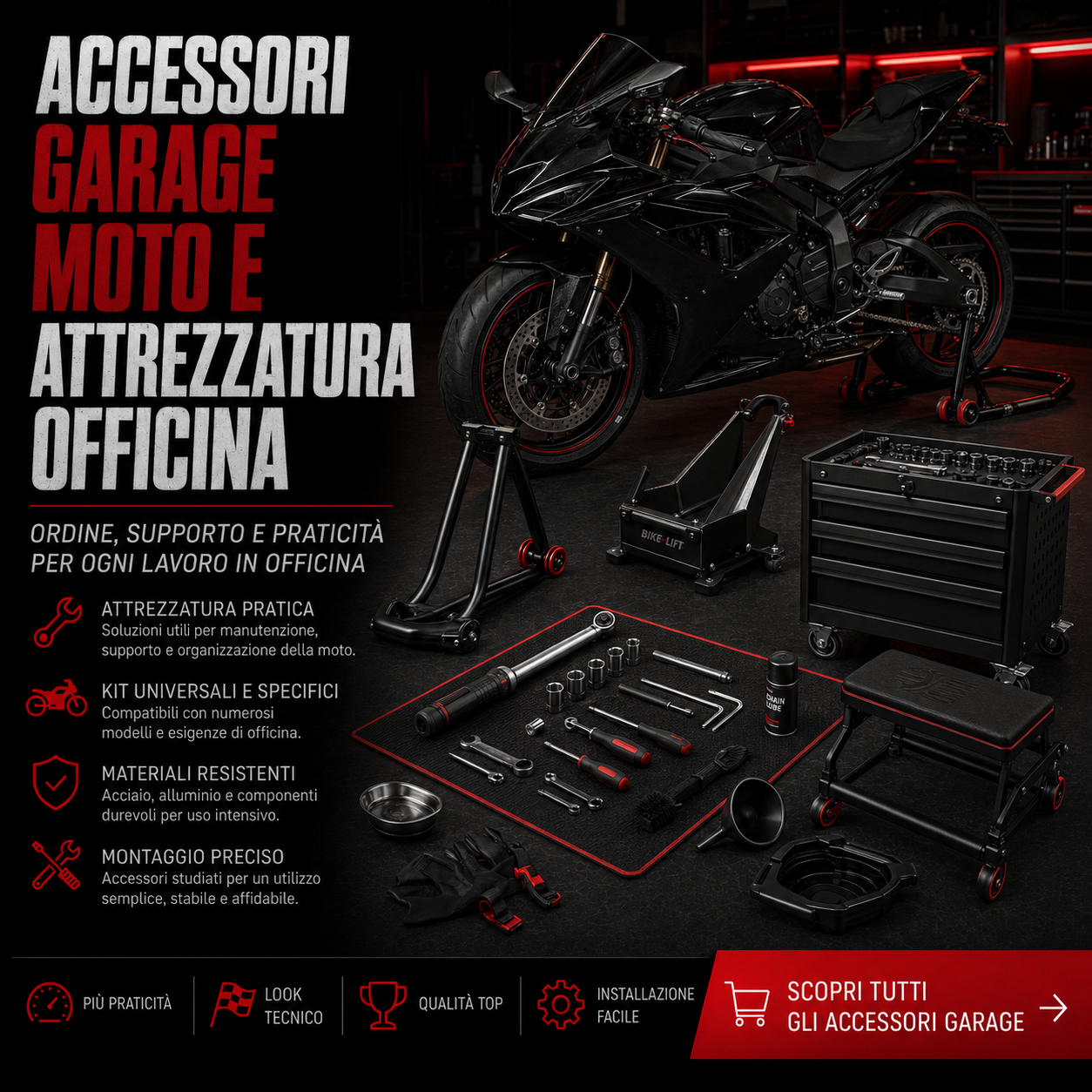 Accessori Garage Moto e Attrezzatura Officina