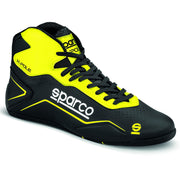 Sparco K-POLE NR/GF racing shoes, black and green, with sporty design, laced front and reinforced sole for motorsport performance