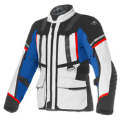 Clover Savana 4 WP black and green waterproof motorcycle jacket displayed on a hanger.