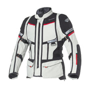 Clover GTS-5 WP motorcycle jacket in black and grey, showcasing its waterproof design and stylish fit.
