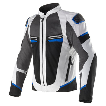 Clover Airjet-6 perforated motorcycle jacket in black and green, showcasing lightweight design and ventilation features.