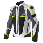 CLOVER Airjet-6 G/GR perforated motorcycle jacket showcasing breathable design and stylish gray color.