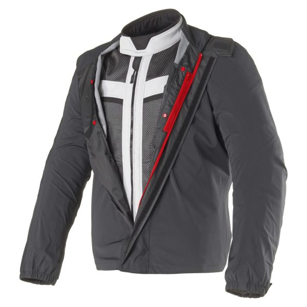 CLOVER Ventouring-4 waterproof motorcycle jacket in black and gray, showcasing durable fabric and ventilation features.