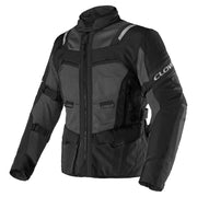 Clover Ventouring-4 WP N/N waterproof motorcycle jacket in black, featuring ventilation and protective design.