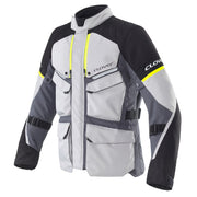 Clover Scout-5 waterproof motorcycle jacket in gray, featuring a stylish design and protective elements for riders.