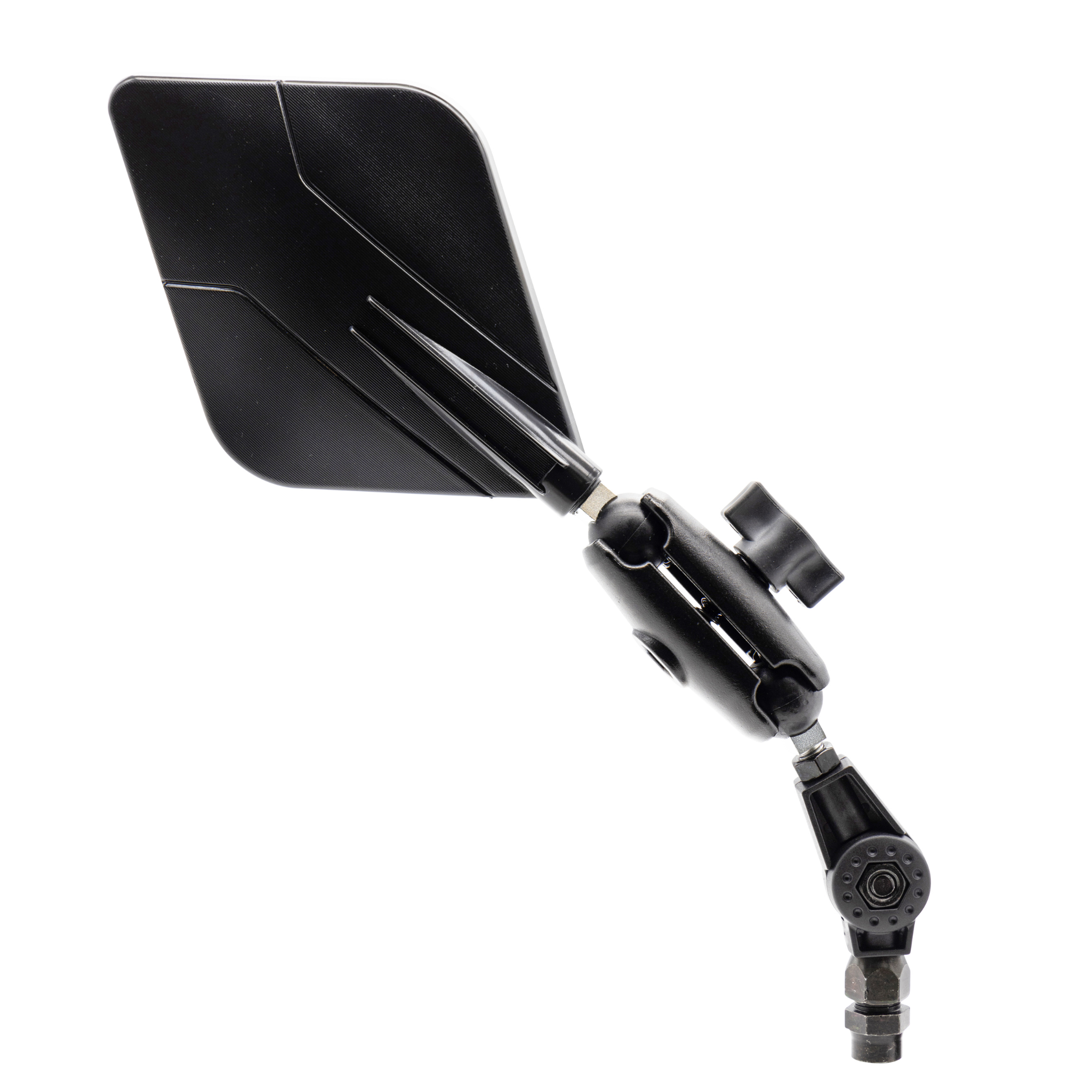 FAR RIGHT FLEXI QUADRO ROBOT ADVENTURE MIRROR BLACK MOTORCYCLE REAR VIEW