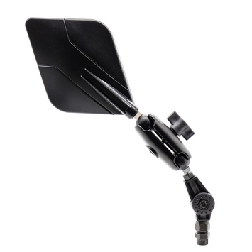 FAR RIGHT FLEXI QUADRO ROBOT ADVENTURE MIRROR BLACK MOTORCYCLE REAR VIEW