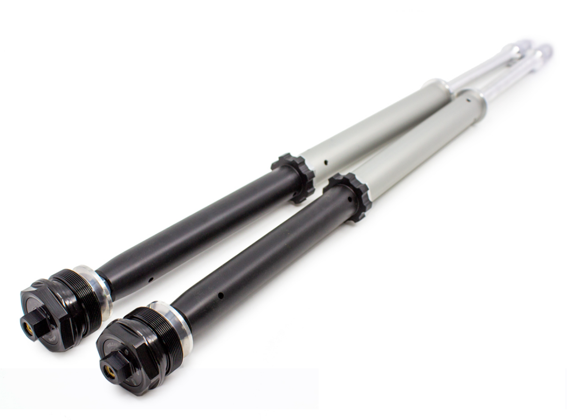 Ohlins NIX 22 fork cartridge for Yamaha Tracer 700 2020-24 motorcycle, showing the metal components and branding.