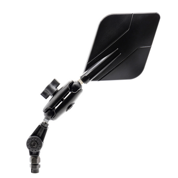 FAR LEFT FLEXI QUADRO ROBOT ADVENTURE MIRROR BLACK MOTORCYCLE REAR VIEW