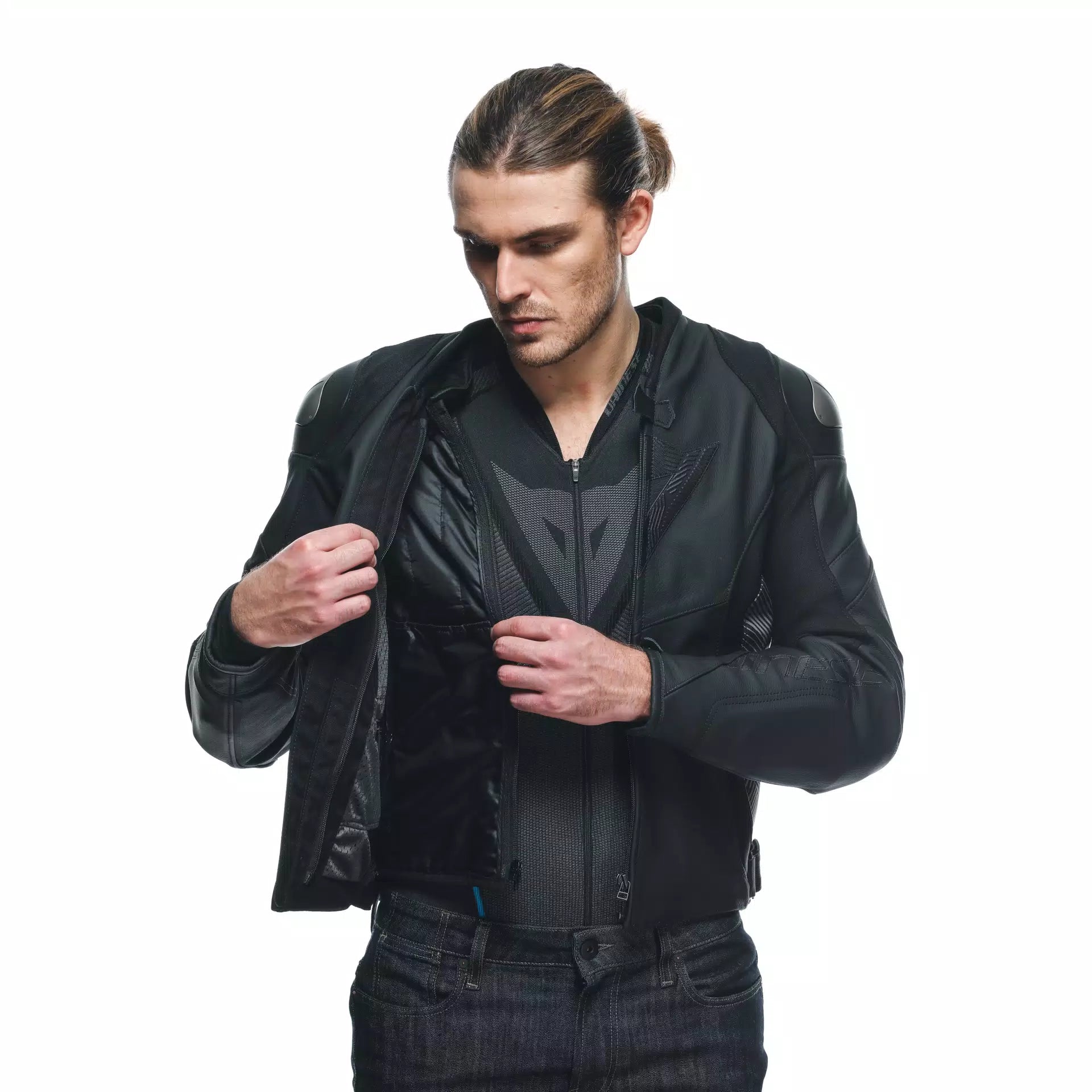 GIACCA DA MOTO IN PELLE DAINESE AVRO 5 NERA/ANTRACITE