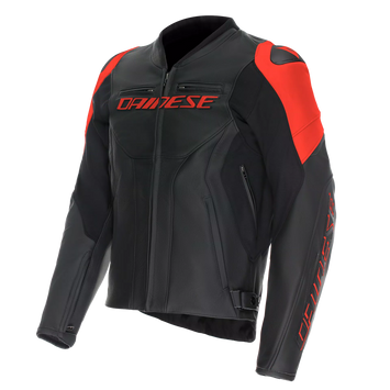 GIACCA DA MOTO IN PELLE DAINESE RACING 5 NERA/ROSSO FLUO