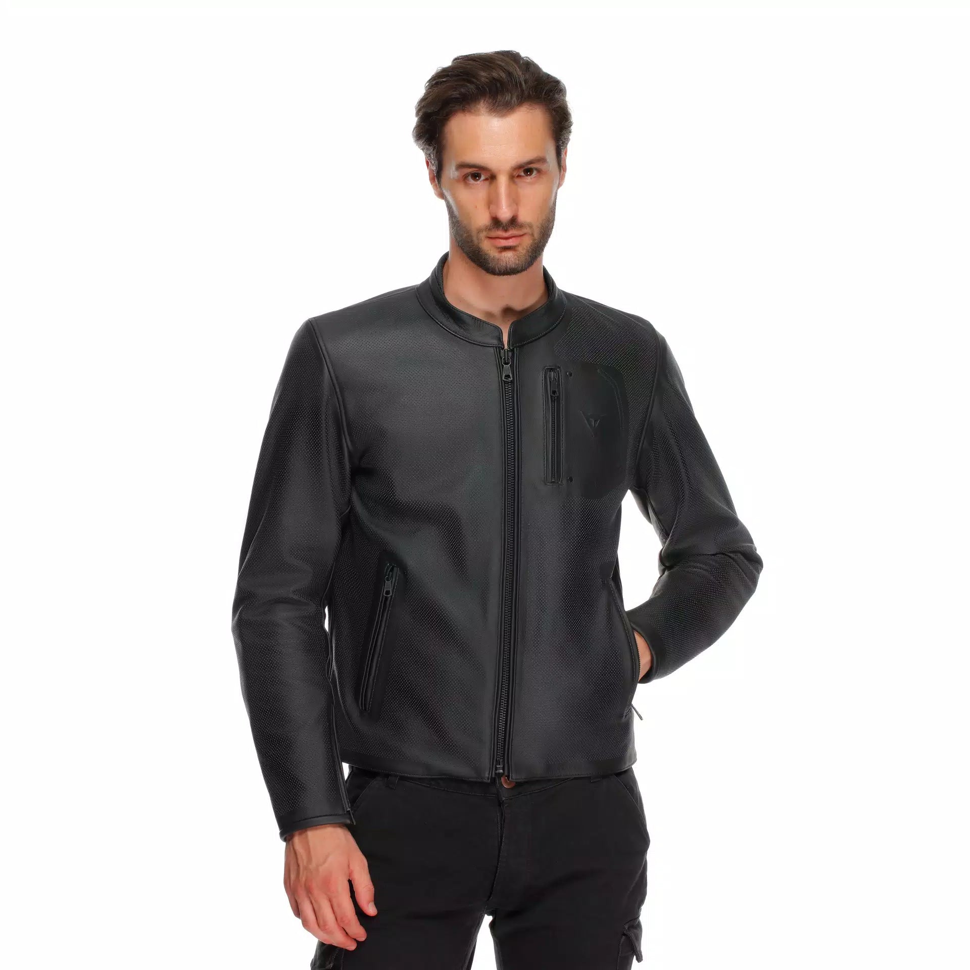 GIACCA DA MOTO IN PELLE TRAFORATA DAINESE FULCRO QDF NERA