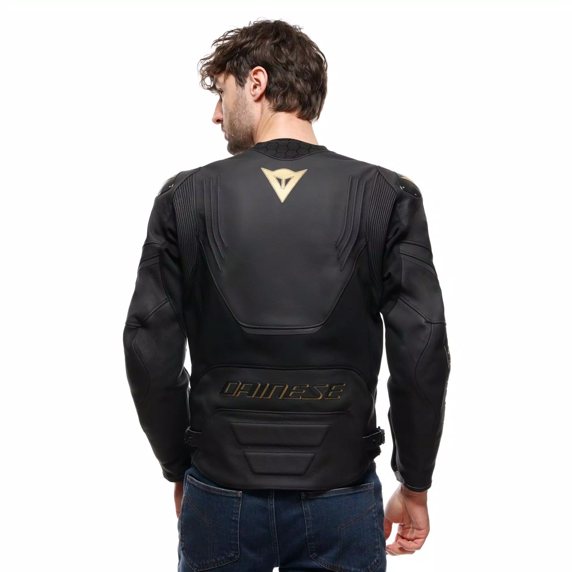 GIACCA DA MOTO IN PELLE DAINESE RACING 5 NERA/ORO