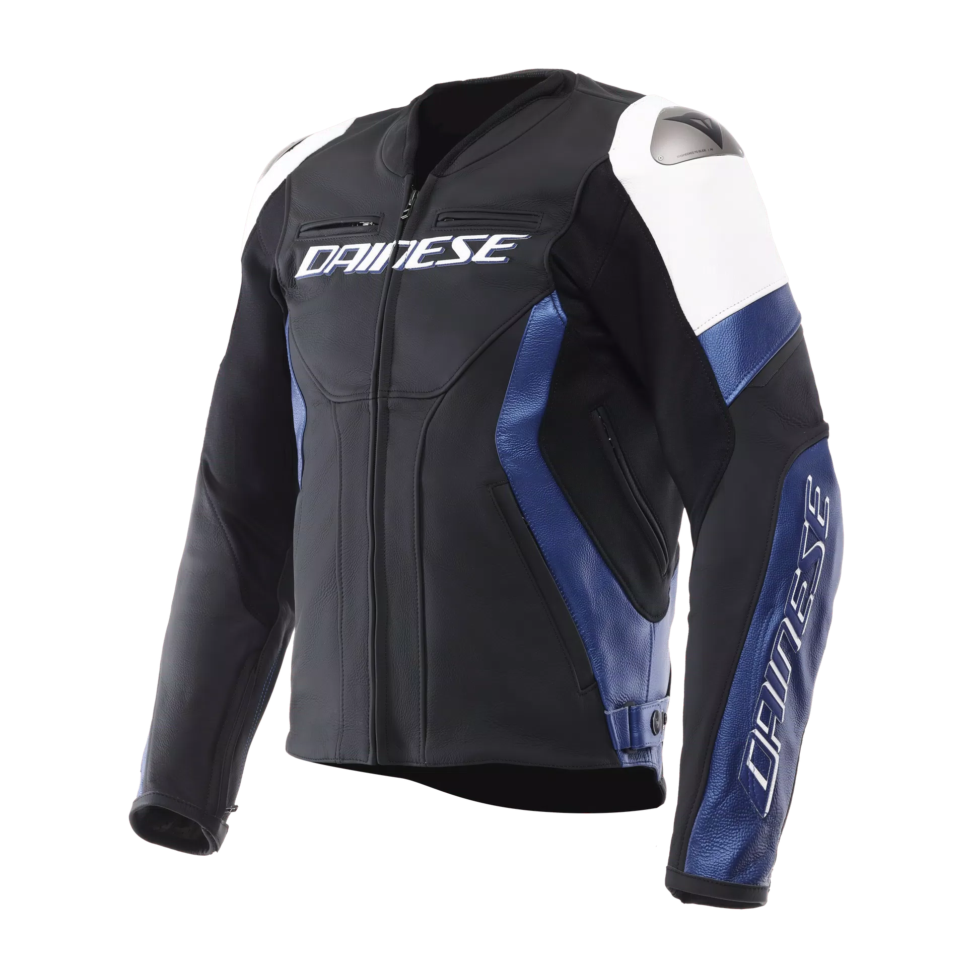 GIACCA DA MOTO IN PELLE DAINESE RACING 5 BIANCA/BLU/NERA